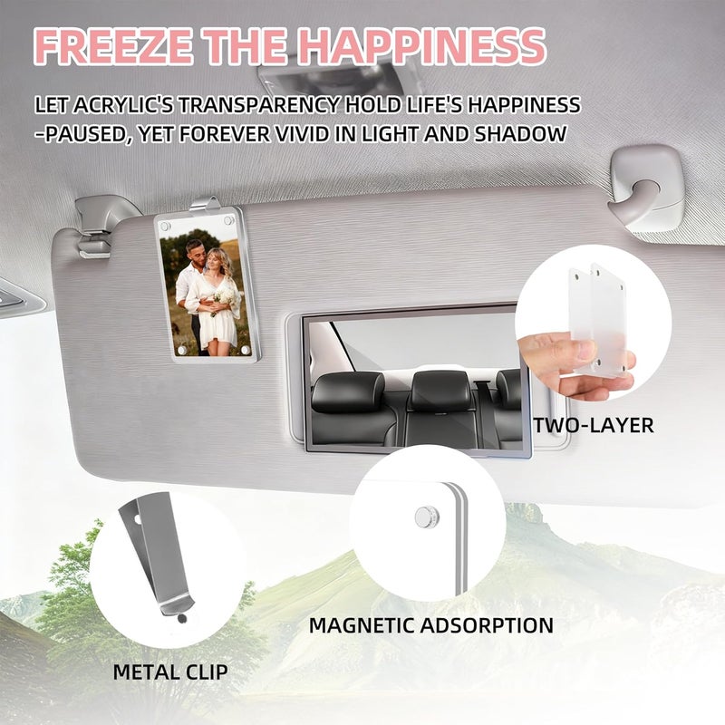 Kunkkancoco 2Pcs Car Picture Holder, Acrylic Personalized Car Picture Holder, Sun Visor Magnetic Photo Frame for Car, Suitable for Placing Family or Personal Photos - Image 3